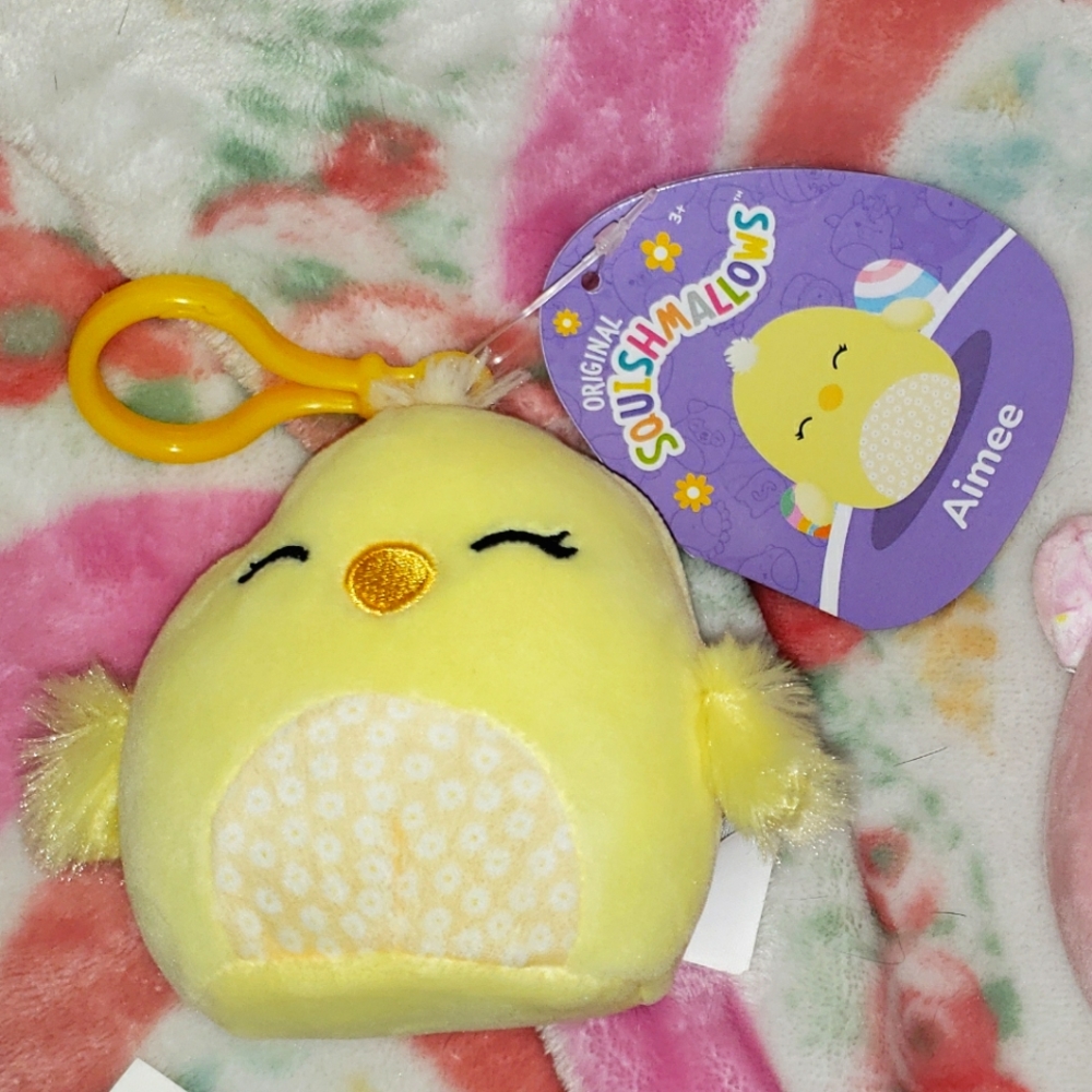 Squishmallow Aimee the Chick Floral EASTER 2023 Clip-on KellyToy NWT